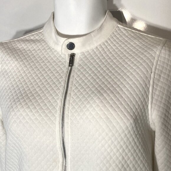H&M SZ XS  Ivory quilted zip front sweatshirt jacket street style comfy essentia - Picture 2 of 10
